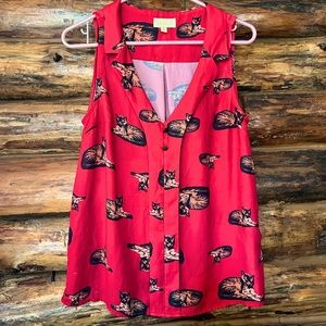 ModCloth Sleeveless Cat Blouse